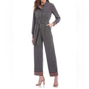 Donna Morgan geometric Jumpsuit with Striped Trim